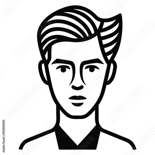 minimal line face vector icon on white background