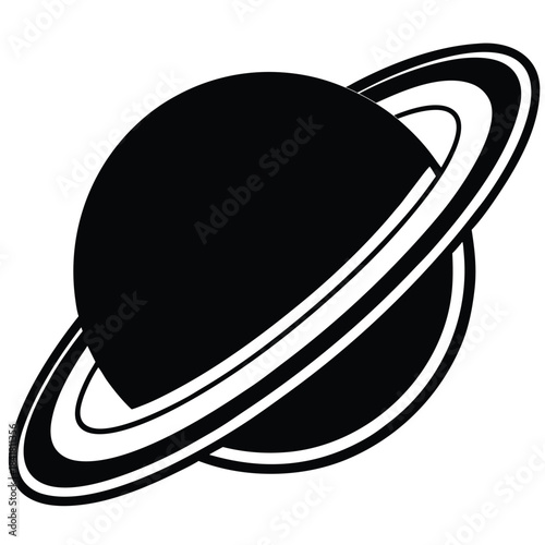 planet saturn outline on white background