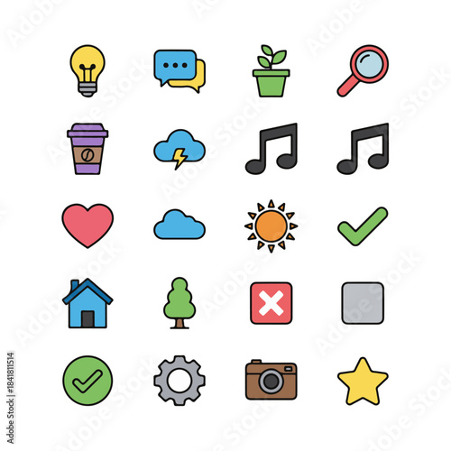 Web icon set for social media and interface design