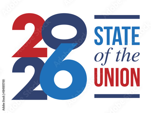 State of the Union Address in United States. Annual deliver from the President of the US address to Congress. Speech President. Patriotic american elements. Poster, card, banner, background. Vector
