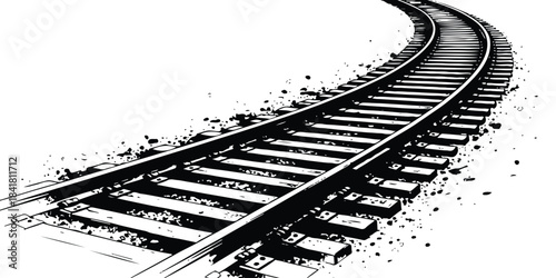 PrinCurving railroad tracks