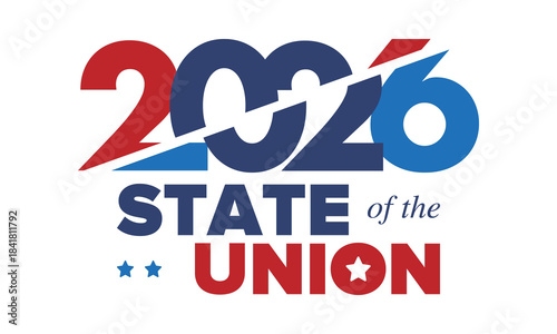 State of the Union Address in United States. Annual deliver from the President of the US address to Congress. Speech President. Patriotic american elements. Poster, card, banner, background. Vector