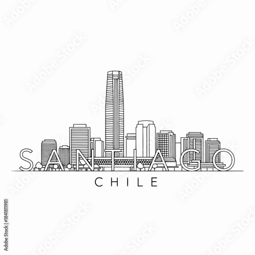 Santiago Chile modern cityscape skyline silhouette drawing
