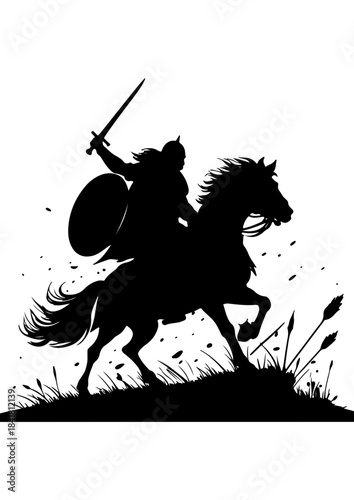 Warrior Silhouette on Horseback