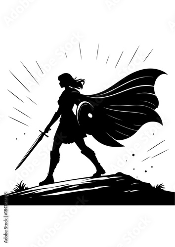 Heroic Female Warrior Silhouettes