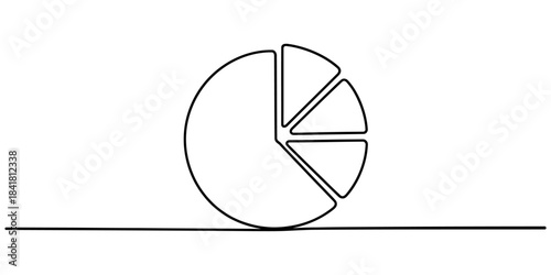 A continuous line drawing of a graph chart uses a single, unbroken line to form the axes, data points, and connecting lines