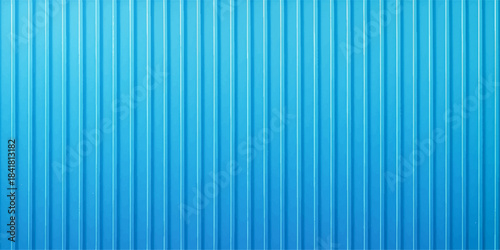 Blue striped metal texture pattern on a bright vertical corrugated wall backdrop design