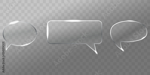 Communication Bubbles Transparent speech bubbles float across a neutral backdrop, ready to convey thoughts. This image conveys the concept of communication, sharing ideas and conversations