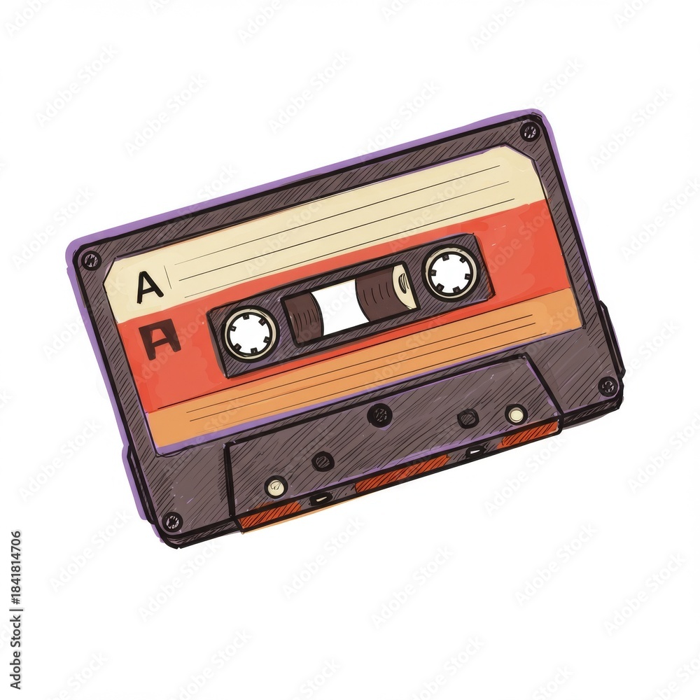 Fototapeta premium Vintage Cassette Tape Illustration