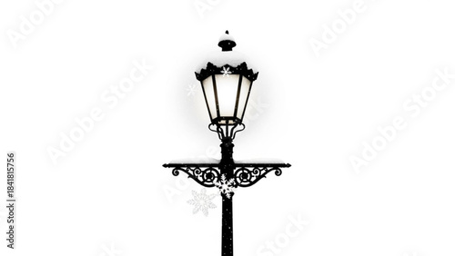 Black vintage street lamp post with ornate details
