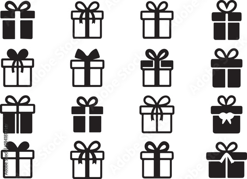 Collection of gift boxes with various ribbon designs