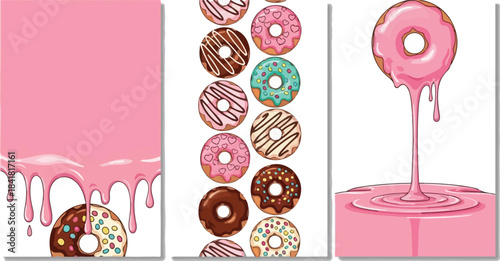 Delicious pink glazed donuts with colorful sprinkles are a sweet treat on display
