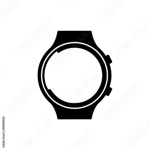 Smartwatch Icon in Silhouette: A sleek silhouette of a modern smartwatch, capturing the essence of timekeeping and technology.