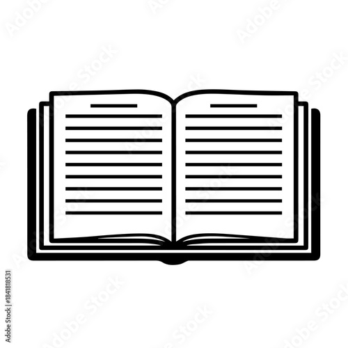 Open book vector illustration showing a blank notebook with empty paper pages for education or office notes