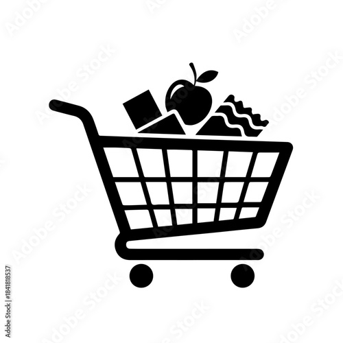 Shopping cart icon illustration symbolizing online business purchase or retail market commerce