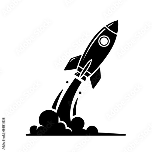 Pen and ink vector illustration set of a flying airplane and spaceship design symbols