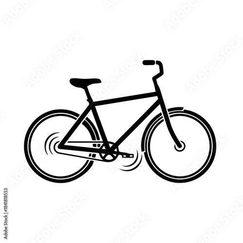 Black silhouette icon of a vintage sport bicycle isolated on a white background for travel and cycling activity illustration