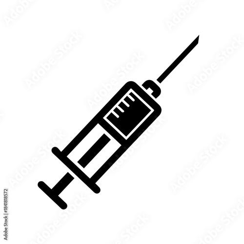 Vector illustration of a medical injection syringe with a steel needle, an isolated plastic equipment tool for drug medicine