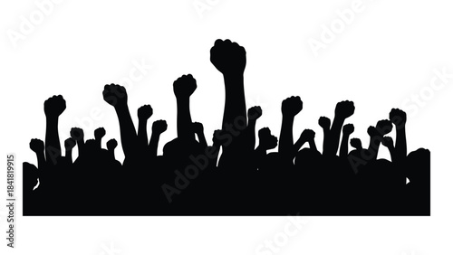 Raised fists in a crowd a powerful visual statement silhouette