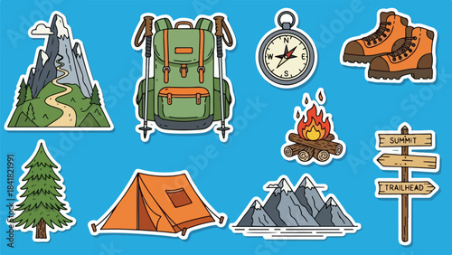 Camping Adventure with Hiking, Backpack, and Nature Surroundings for Outdoor Enthusiasts.