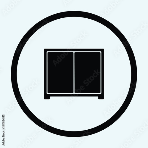 Vector minimalist square storage cabinet furniture icon graphic design element silhouette Illustration