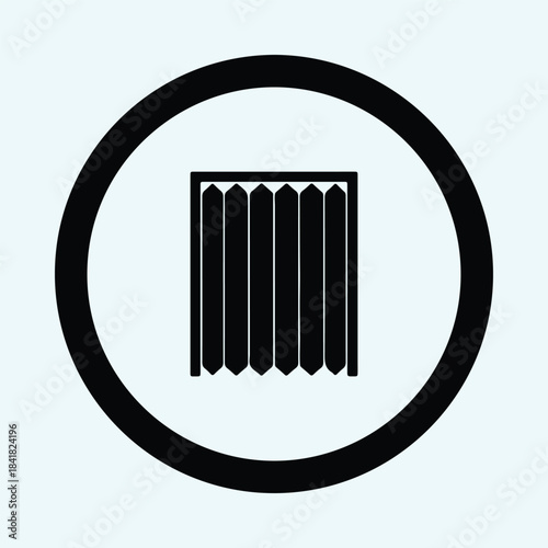 Vector Retail changing room curtain fitting booth black line icon silhouette Illustration