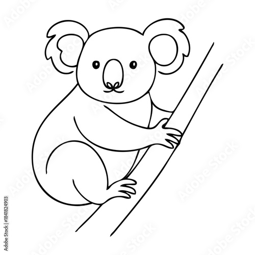Photography Dibujo sencillo con línea continua de koala en una rama de árbol