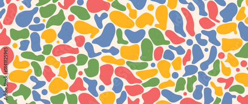 Colorful Abstract Organic Blob Shapes Background. Modern Liquid Form Pattern for Trendy Textile or Wallpaper. Vector Illustration.