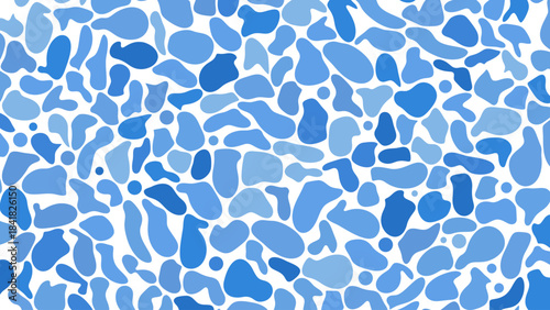 Blue Abstract Organic Blob Shapes Background. Modern Liquid Form Pattern for Trendy Textile or Wallpaper. Vector Illustration.