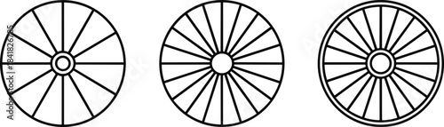 Radial turbine wheel illustration set, circular airflow fan blade symbols, rotating mechanical propeller design collection