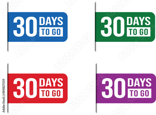 30 Days To Go Countdown Label Vector Set Design