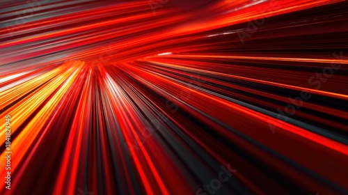 Bright red lines move outward in a dynamic pattern creating a sense of energy. The design focuses on bold colors and lines giving a feeling of speed and movement.