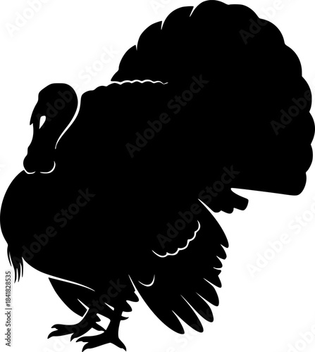 Stylized black and white illustration of a turkey silhouette
