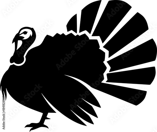 Stylized black and white illustration of a turkey silhouette
