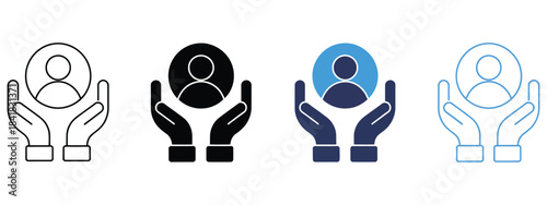 Social support icon set, multiple style collection, line art icons, solid fill icons, community support symbols, mental health icons, 