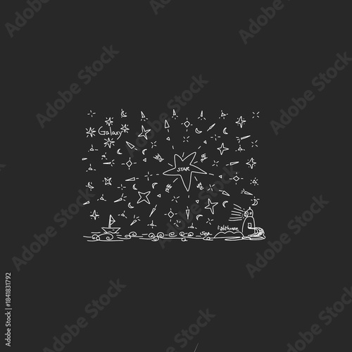 별이 빛나는 밤하늘 black and white abstract background