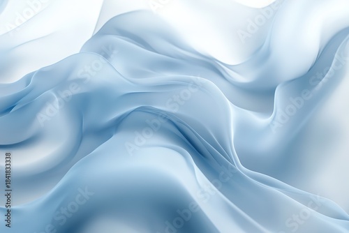 Blue flowing fabric background with soft abstract folds and smooth, silky texture