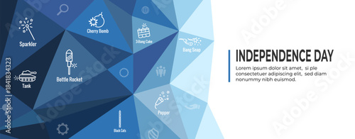 Fireworks and Independence Day Icon Set Web Header Banner