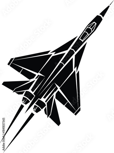 Modern Fighter Jet Aircraft Silhouette Vector Illustration