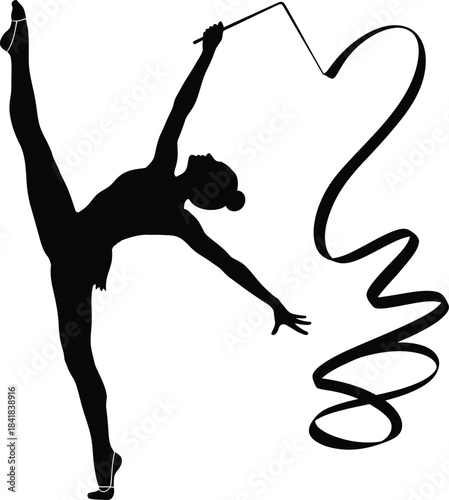 Rhythmic Gymnast with Ribbon Pose
