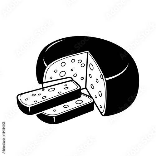 Cheese Delights: An artful depiction of cheese, sliced and ready to be savored. Each element is crisply rendered, inviting the viewer to appreciate the simple perfection of this classic snack.