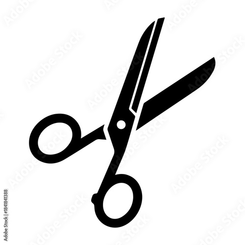 Sharp metal barber's scissors with black handles isolated on a white background, ready for a precise haircut or tailor's work