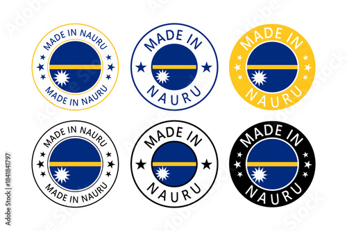 Nauru Made in Stamp in circle with flag Vector template on white background Free Download Nauru Made in Stamp in circle with flag Vector template on white background - GFXLoad