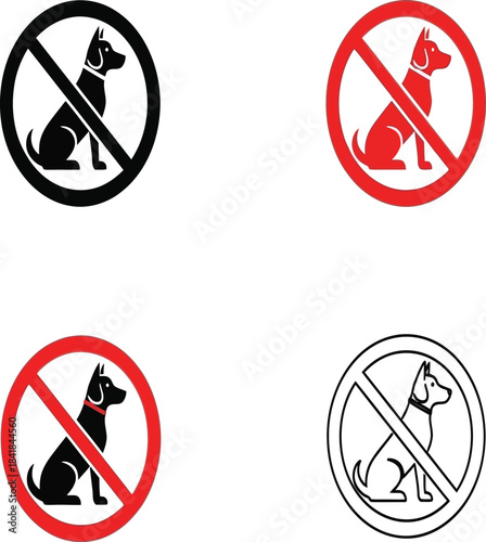 No pets allowed a collection of prohibition signs in various colors and styles