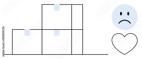 Delivery issues. Stacked boxes and symbols delivery issues, logistics concerns, and customer dissatisfaction. Delivery issues impacting shipping, e-commerce reviews, and user experiences