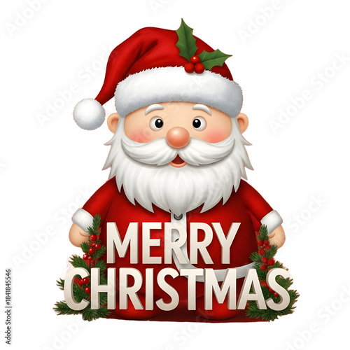 Smiling Santa Face with 'Merry Christmas'