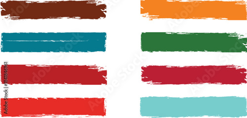  Colorful paint strokes. Set of colorful brush strokes, lines, Brush stain. Rectangle brush collection. Grungy brushes collection. permanent marker pen stroke set Vector black paint brush