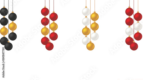 Color Christmas Baubles set isolated on white background. Vectors Illustration