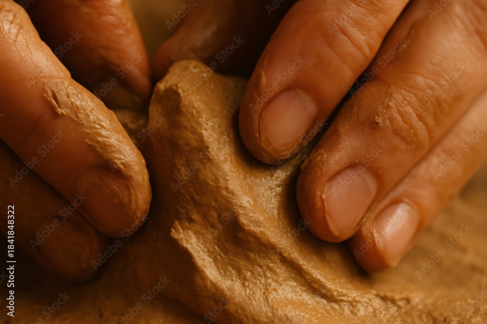 Fototapeta premium Hands molding clay creating a ceramic art piece