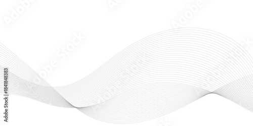 Wavy digital futuristic technology curve ocean lines on transparent background. Thin line wavy abstract vector background. Curve wave seamless pattern. Vector illustration.	